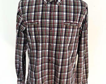 Vintage Renato Cavalli Plaid Mens Shirt • Size L 41-42 • Long Sleeve Multicolour Check • Premium Quality • Gift For Him