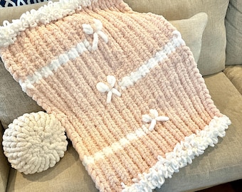 Handgestrickte Grobstrick Babydecke