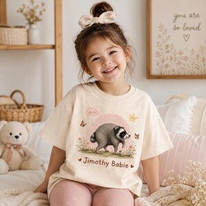 Camiseta de Jimothy el mapache, Camiseta de Jimothy para bebés y niños pequeños, Camiseta de Jimothy para niños pequeños, Camiseta personalizada de Jimothy, Camiseta de mapache del bosque adorable, Nombre personalizado
