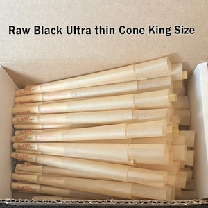 RAW Black Ultra Thin Cone King Size 109mm 50 / 100 / 200 /300 cones