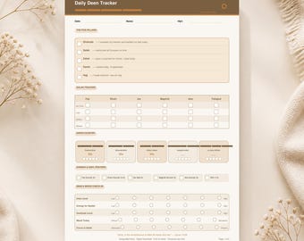 Täglicher Deen-Tracker zum Ausdrucken, Islamischer Planer PDF, Muslimischer Gebets-Tracker, Salah & Dhikr Journal, Ramadan Reflection zum Ausdrucken