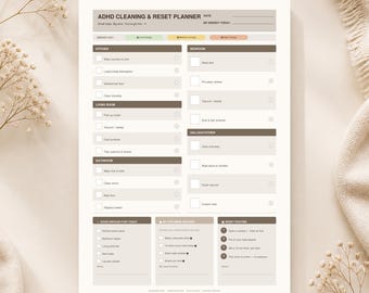 ADHS Putz-Checkliste zum ausdrucken, Minimal Putz-Planer PDF, sanfte Rücksetz-Routine für Neuro-unterschiedliche Frauen