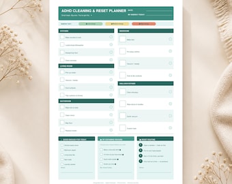 ADHS Reinigung Checkliste druckbar, sanfte Reinigung Rücksetzen Planer, Exekutiv Dysfunktion Reinigung PDF