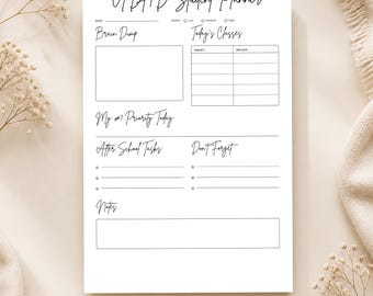 ADHS Schüler Planer Printable - Brain Dump - Klassen - Top Priorität - Aufgaben nach der Schule - A4 und US Letter - Instant Download PDF