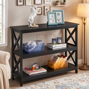 Console Table Slim Narrow Side Table with Storage Shelf