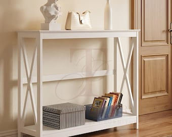 Console Table with Rustic Storage Shelves Design