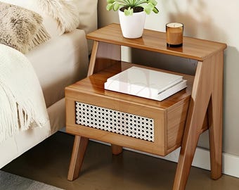 Bedside Nightstand Narrow Side Table with Drawer Storage Organizer