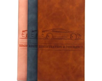 Handmade Personalized Car Document Holder, Custom Leather Registration & Insurance Organizer, Driver License Wallet Case