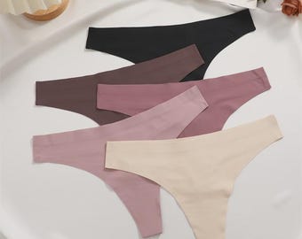 andmade Personalized Seamless Underwear Set Custom Invisible Ice Silk Panties Low Waist Stretch Lingerie for Women