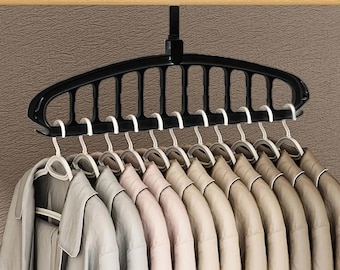 Personalized Folding Clothes Hanger, Multi-Hole Wardrobe Organizer, Space Saving Rack