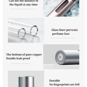 "Portable refillable scent bottle lightweight travel accessory".