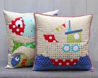 Fishiness applique cushion patterns. PDF instant download