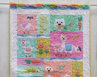 Lama Rama applique quilt pattern. PDF Instant download