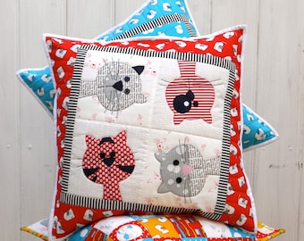 Kitty Cats cushion applique pattern PDF