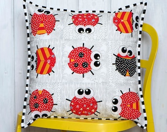 Bug It! applique cushion pattern. PDF instant download