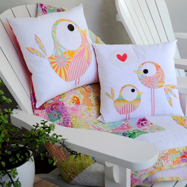 Pip and Ellie Applique Cushion PDF Pattern - instant download