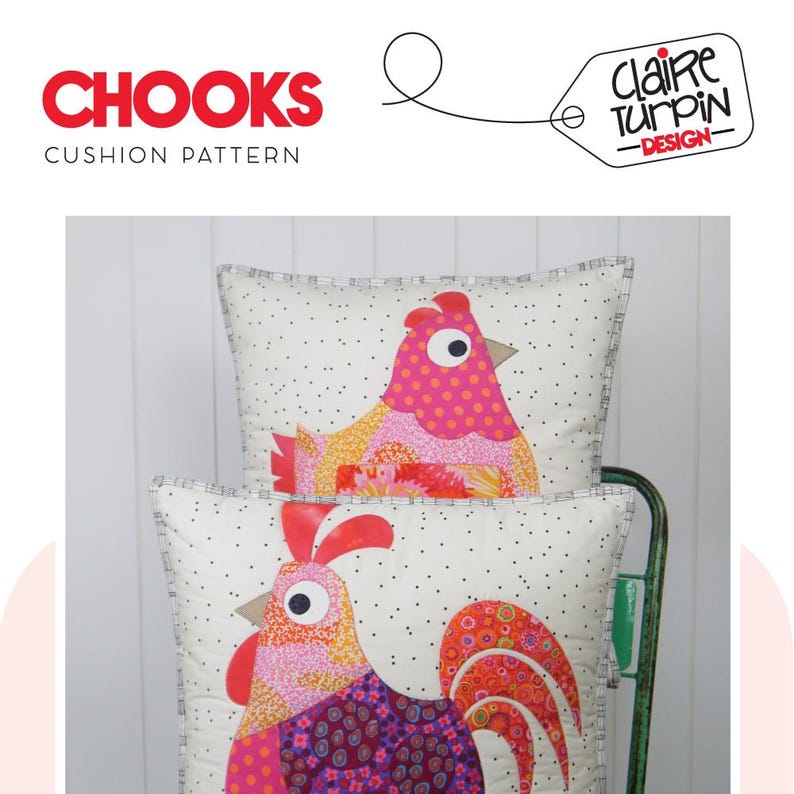 May include: Two decorative pillow covers featuring a rooster and hen design. The pillows are white with black polka dots and feature colorful patchwork fabric roosters and hens.