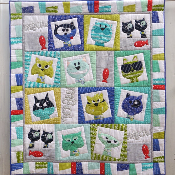 Catface Digital PDF Applique Quilt Pattern