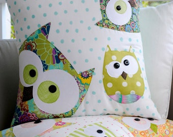 A Family of Owls Applique Cushion PDF Pattern - instant download