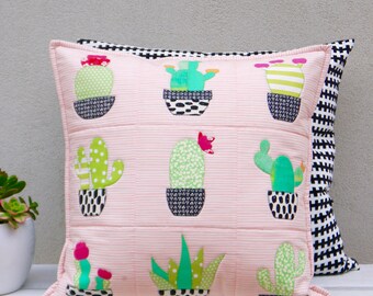 Prickly Pair applique cushion pattern. PDF instant download