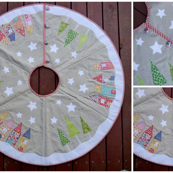 Pattern to make a Yuletide Christmas Tree Skirt - Instant download