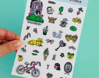 Vinyl Sticker Sheet, Illustrated Stickers