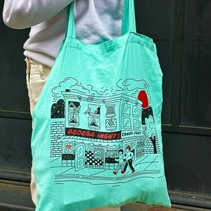 Silk Screened Tote Bag, Bodega Art, Illustrated Tote image 3