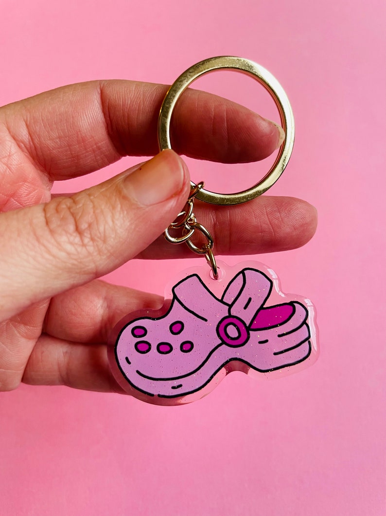 Croc Acrylic Glitter Epoxy Keychain image 3