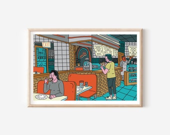 Kunst aan de muur, cadeau voor pizzaliefhebber, digitale print, pizzakunst