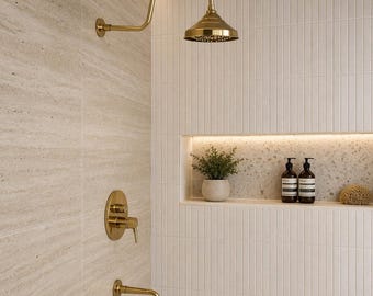 Handmade Moroccan Brass Shower System, Unlacquered Rain Shower Head, Luxury Bathroom Fixture
