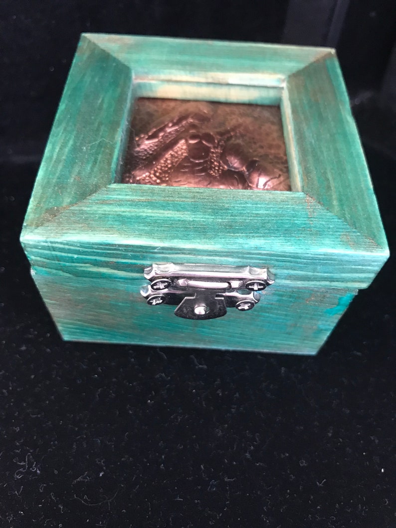 Bumblebee or Whale Wooden Stash Box with Copper Chasing /& Repousse Art Work