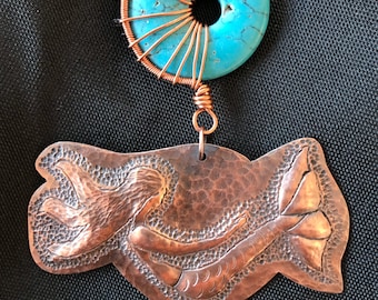 Copper Chasing & Repousse Mermaid Pendant