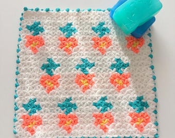 Handmade Fruit Pattern Turkish Bath Sponge – Exfoliating Body Scrubber (25x25 cm)