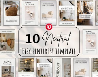 Canva Pinterest Vorlagen, Minimalistische Etsy Shop Pins (Instant Download)