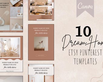 Feminine Canva Pinterest Vorlagen, Etsy Shop Pins (Instant Download)