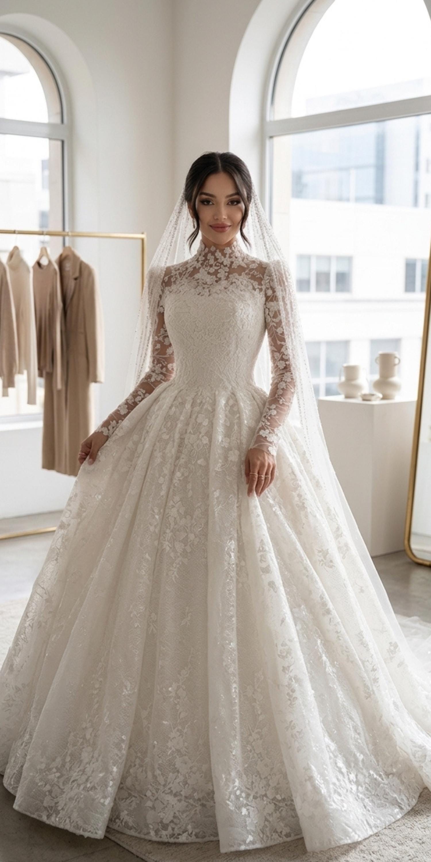 A-Line Vintage Lace Wedding Dress