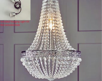 Luxury Crystal Chandelier Lampshade Vintage Style for Living Room Bedroom Easy Fit Ceiling Pendant Light Shade