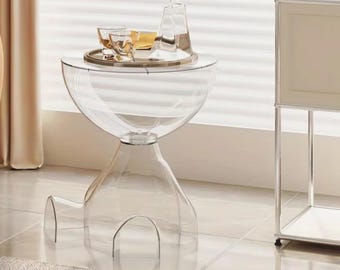 Designer Modern Transparent Acrylic Side Table  Coffee Table for Living Room Bedroom Minimalist Decor