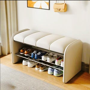 Eingangsbereich Schuhbank Gepolsterter Aufbewahrungshocker für Flur Schlafzimmer Bettende Sitzgelegenheit Moderne Eingangsbank