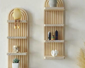 Gebogen rustieke houten wandplank Boho zwevende plank set voor woonkamer slaapkamer badkamer decor minimalistische boerderij muur opslag
