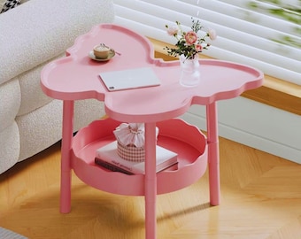 Butterfly Side Table with Storage Shelf – Small Coffee Table for Living Room or Bedroom, Cute Accent Furniture