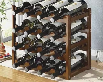 Wooden Wine Rack Countertop Bottle Holder for Kitchen Bar Home Wine Storage Display Housewarming Gift Rustic Wine Organizer