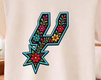 Spurs Floral Fiesta PNG, Faux Embroidery Design (Digital Download)