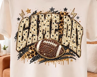 Game Day Football PNG, Glitter Football Spirit Design, Black Gold Sports Graphic, Football Fan Shirt Design, Game Day Digital Download