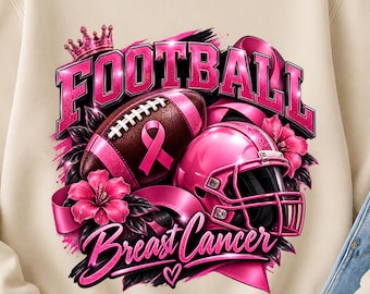 Breast Cancer Awareness PNG, Pink Football Design, Football Shirt PNG, Pink Ribbon Sports Sublimation, Game Day Digital Download