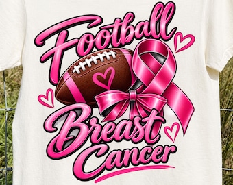 Football Breast Cancer PNG, Pink Ribbon Football Graphic, Cancer Awareness Design, Pink Game Day Digital Download