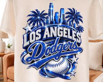 Los Angeles Baseball PNG, Blue Baseball City Skyline Design, LA Baseball Shirt Graphic, Baseball Digital Download