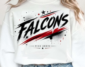Atlanta Falcons Shirt Design, Falcons Football Graphic, Red Black Sports Tee, Football Fan PNG, Game Day Shirt, Digital Download