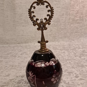Ruby Red Poland Lead Crystal Bell Brass Bell Handle