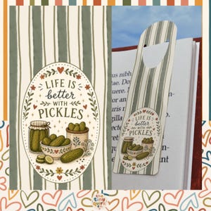 Livet är bättre med pickles bokmärke vintage randig metall sidmarkör
